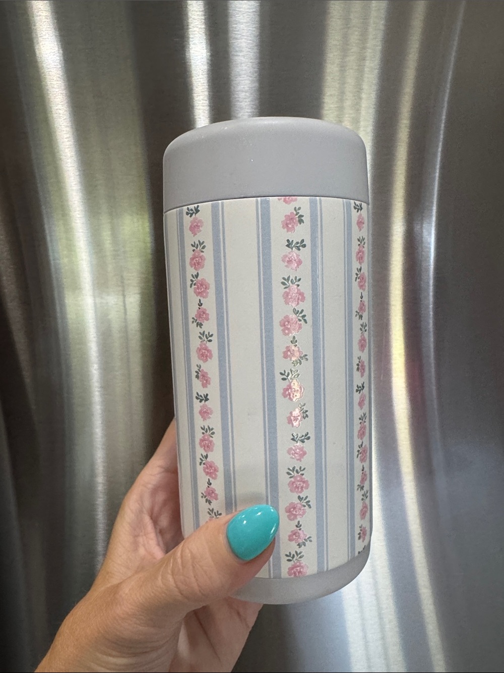 HydroJug Floral Stripe Tumbler - Pink & Light Blue